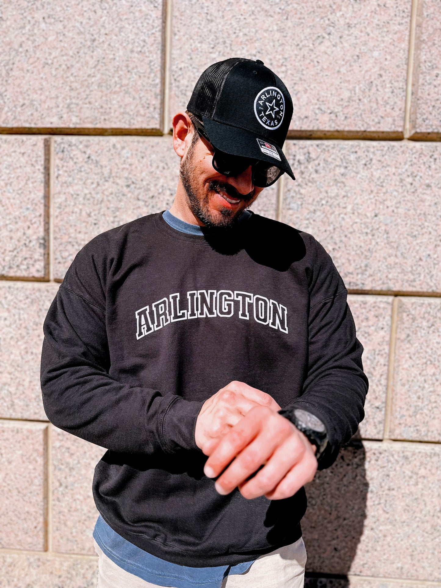 Arlington, TX Block Letter Crewneck Sweater